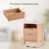Nightstand with Charging Station, Modern Bedside Table, 2 Drawers & Open Shelf, for Bedroom, Office and Small Spaces