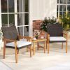 3 - Piece Acacia Wood Patio Coversation Set With Cushioned Chairs