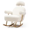 Sherpa Upholstered Rocking Chair-Nursery Glider with Gold Base