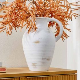 Washed White Pitcher Vase – 12"