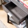 Modern Hallway Display Table with Drawer & Bottom Shelve in Distressed Grey & Black
