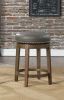 Gray Faux Leather  Swivel Bar Stools with  Nailhead Trim-Set of 2
