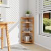 Backyard Planters 4-Tier Wooden Corner Plant Display Rack