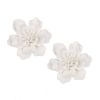 D5.1x2.2" Handmade Cream Ceramic Flower Wall Decor Accent, 2 Piece