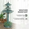 Green 3-in-1 Bird Bath-Feeder,Planter & Birdhouse Pedestal