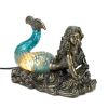 Mermaid Accent Lamp – Bronze Finish with Blue Tail Glass Glow by Gallery of Light