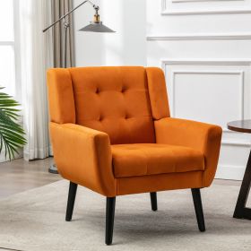 Accent Furniture Armchair - Modern Orange Velvet Ergonomic Chair (Color: Orange)