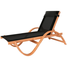 Rattan Rocking Lounge Chair – Curved Wooden Frame, Weather-Resistant Outdoor Design (Color: Black)