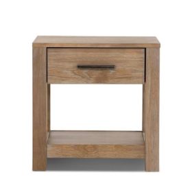 Farmhouse Traditional Rustic Pine Wood (Option: Drawer Nightstand Bedside Table)