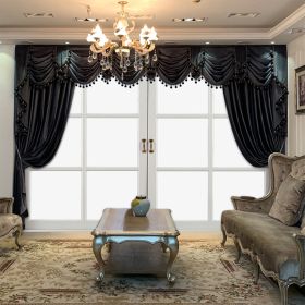 Luxury Black Velvet Blackout Curtains – Living & Dining Room Drapes (Option: SGP202211382)