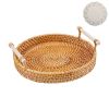 Round Woven Rattan Tray with Handles