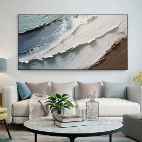 Handmade Oil Painting Original Abstract Seascape Oil Painting On Canvas Extra Large Wall Art Sea Painting Custom Painting Texture Art (style: 01, size: 75x150cm)