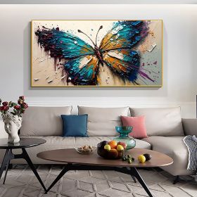 Handmade Oil Painting Original Textured Butterfly Oil Painting On Canvas Large Wall Art Abstract Colorful Animal Painting Custom Boho Wall Decor Home (style: 01, size: 75x150cm)