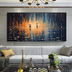 Hand Painted Oil Painting Abstract Rain Scenery Oil Painting on Canvas Original Couple Painting (style: 01, size: 90X120cm)