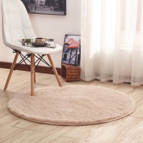 Round fluffy Rug for Kids Room (Color: Khaki, size: 120x120cm)