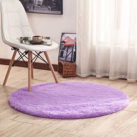 Round fluffy Rug for Kids Room (Color: Purple, size: 120x120cm)