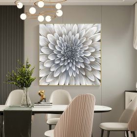 Handmade Oil Painting Original Abstract Flower oil Painting on Canvas Silver Texture Acrylic Painting Modern Floral Art Bedroom Home Decor Wall Art (style: 01, size: 60x60cm)