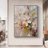 Hand Painted Oil Painting Flower Oil Painting On Canvas Heavy Textured Palette Knife Wall Decor Floral Wall Art Custom Painting White Floral Living ro