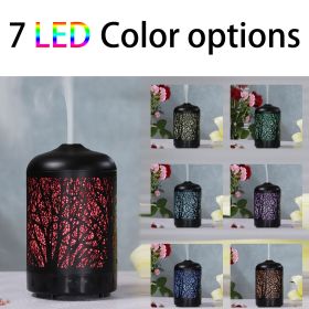 Aromatherapy Oil Diffuser - Black Tree Metal Design 7- Color Led Light (plug: US)