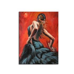 Ha's Art 100% Handmade Abstract Oil Painting Wall Art Modern Minimalist Dancing Girl Picture Canvas Home Decor For Living Room No Frame (size: 50X70cm)