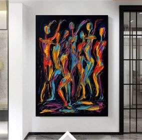 Large Abstract Colored Figures Oil Painting Original Abstract Canvas Wall Art Minimalist People Painting Geometric Figure Acrylic Painting (style: 01, size: 140x210cm)