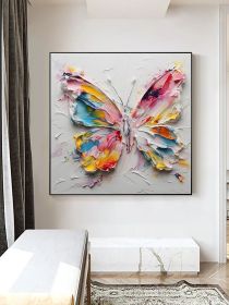 Original Handmade 3D Palette Knife Butterfly Wall Art Butterfly Textured Oil Painting Colorful Butterfly Painting Butterfly Animal Painting (style: 01, size: 60x60cm)
