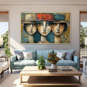 Abstract Elegant Women Oil Painting on Canvas Large Wall Art Original Textured Figure Painting Modern Bedroom Wall Decor Picasso Artwork (style: 01, size: 50X70cm)