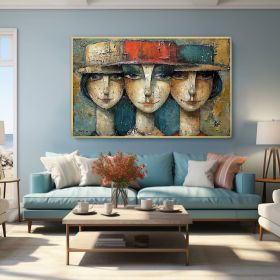 Abstract Elegant Women Oil Painting on Canvas Large Wall Art Original Textured Figure Painting Modern Bedroom Wall Decor Picasso Artwork (style: 01, size: 90x130cm)