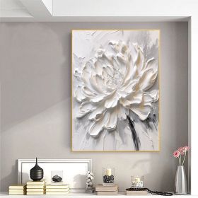 Handmade Oil Painting Large Textured White Flower Painting Floral Landscape Wall Art Flower Acrylic Painting Palette Knife Painting Living Room Home D (style: 01, size: 140x210cm)