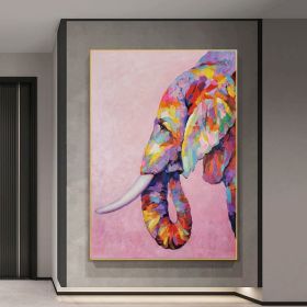 Handmade Oil Painting Abstract Animal Painting Original Impressionist Palette Knife Elephant Oil Painting On Canvas- Contemporary Multi-Colored Animal (style: 01, size: 120x160cm)