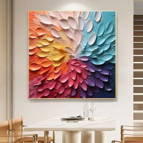Hand Painted Original Textured Flower Oil Painting On Canvas Large Wall Art Abstract Minimalist Art Custom Painting Colorful Wall Art Decor Living Roo (style: 01, size: 50x50cm)