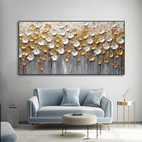 Original Gold Floral Abstract Handmade Oil Painting Designer Limited Gold Leaf Painting Modern Light Luxury Canvas Wall Art Room Wall Home Decor Gift (style: 01, size: 40x80cm)
