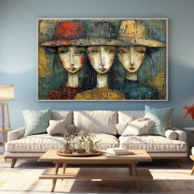 Hand Painted Abstract Cartoon Characters Oil Painting On Canvas Original Portraits Wall Art Colorful Figure Painting Large Living Room Wall Art Decor (style: 01, size: 210x140cm)