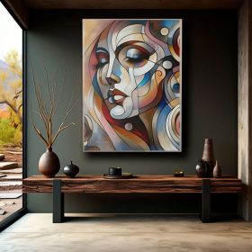 Woman Face Oil Painting On Canvas Woman Modern Art For Home Decor People Oil Painting Contemporary Human Face Wall Art Original Painting Art (style: 01, size: 120x160cm)
