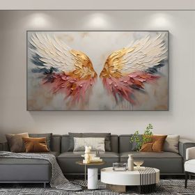 Original Angel Wing Oil Painting On Canvas Large Wall Art Abstract Gold Wing Art Custom Painting Minimalist Home Decor Personalized Gift (style: 01, size: 40x80cm)