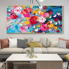 Original Blooming Floral Oil Painting on Canvas Large Abstract Colorful Flower Painting Modern Textured Wall Art  Living Room Wall Decor (style: 01, size: 60x120cm)