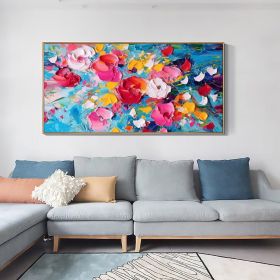 Original Blooming Floral Oil Painting on Canvas Large Abstract Colorful Flower Painting Modern Textured Wall Art  Living Room Wall Decor (style: 01, size: 80x160cm)