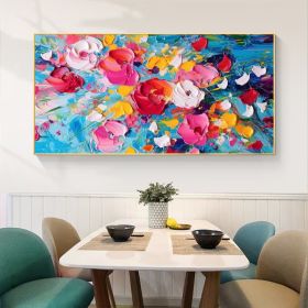 Original Blooming Floral Oil Painting on Canvas Large Abstract Colorful Flower Painting Modern Textured Wall Art  Living Room Wall Decor (style: 01, size: 120x240cm)