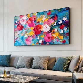 Original Blooming Floral Oil Painting on Canvas Large Abstract Colorful Flower Painting Modern Textured Wall Art  Living Room Wall Decor (style: 01, size: 140x280cm)
