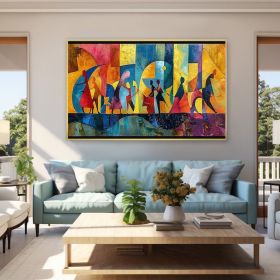Large Abstract Colored Figures Oil Painting on Canvas Wall Art Picasso Art Original Famous Painting Trendy Wall Art Living Room Home Decor (style: 01, size: 50X70cm)