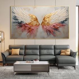 Original Angel Wing Oil Painting On Canvas Large Wall Art Abstract Gold Wing Art Custom Painting Minimalist Home Decor Personalized Gift (style: 01, size: 120x240cm)