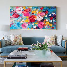 Original Blooming Floral Oil Painting on Canvas Large Abstract Colorful Flower Painting Modern Textured Wall Art  Living Room Wall Decor (style: 01, size: 40x80cm)