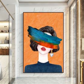 Decorative wall painting fashion woman canvas modern abstract oil painting living room bedroom art hand painting (size: 90X120cm)