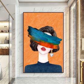 Decorative wall painting fashion woman canvas modern abstract oil painting living room bedroom art hand painting (size: 100X150cm)