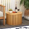 2-in-1 Acacia Wood Outdoor Side Table with  Hidden Storage