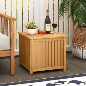2-in-1 Acacia Wood Outdoor Side Table with  Hidden Storage (style: Square)