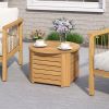 2-in-1 Acacia Wood Outdoor Side Table with  Hidden Storage