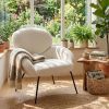 Bouclé Barrel Accent Chair with Curved Back
