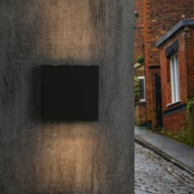 LED Outdoor Wall Sconce - Up/Down Waterproof Light Fixture (Color: Black)