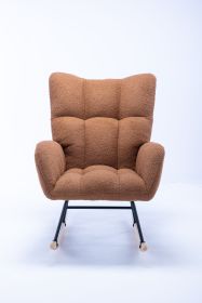 Rocking Chair, Soft Teddy Velvet Fabric Rocking Chair for Nursery (Color: brown)